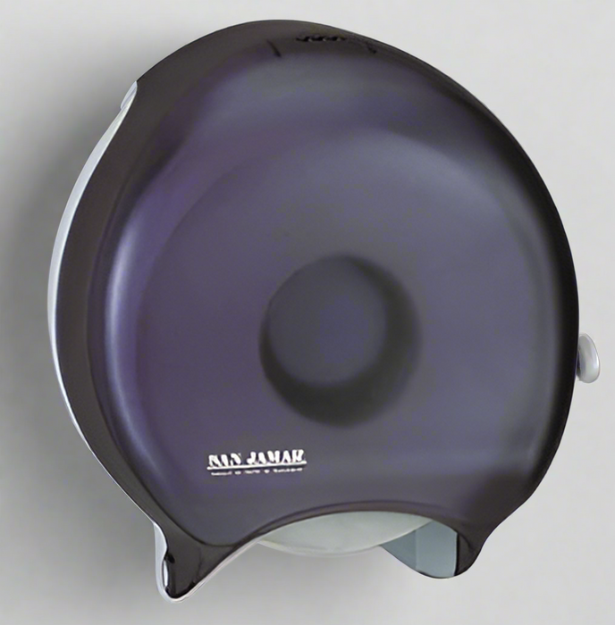 Jumbo Roll Toilet Paper Dispenser - Single Roll (Frosted Black & White)