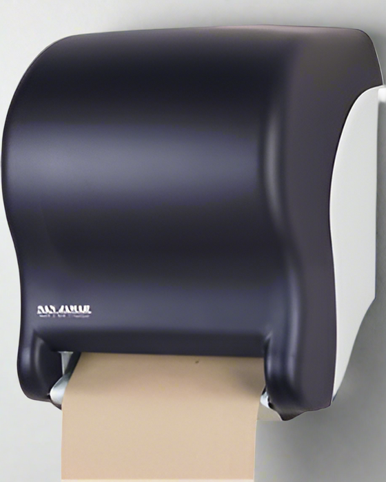 Universal Roll Paper Towel Dispenser with Manual Lever - Frosted Black & white