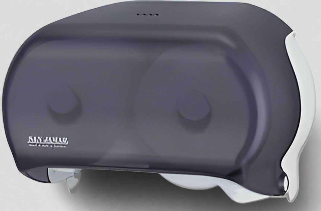 Twin Jumbo Roll Toilet Paper Dispenser - Frosted Black & White